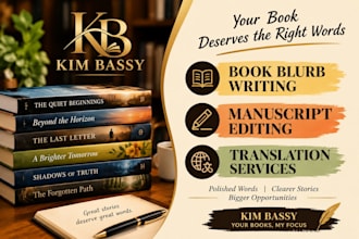 do your book blurb for your novel, business books, children books and back cover