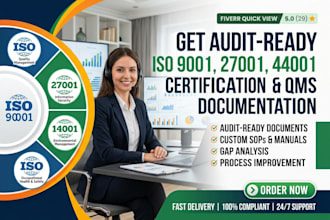 develop iso 9001, 27001, 14001 qms documentation and audit procedures