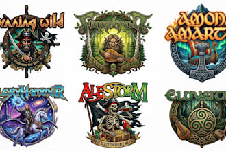 do pirate metal, folk metal, and fantasy metal logo