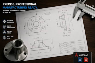 design detailed 2d technical drawings in autocad