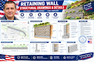 design retaining wall structural drawings and details for permit