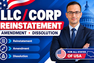 do US llc or corp reinstatement amendment dissolution