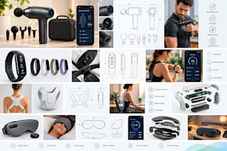 create 3d product design for wellness product, massage gun design with stl file