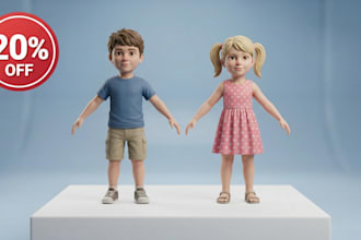 create 3d character toy, action figure, 3d chibi character, 3d printable toy