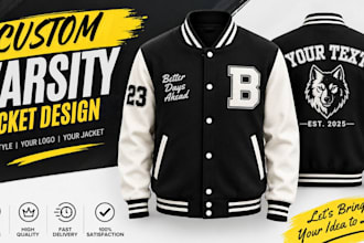 hoodie design with custom design and varsity jacket plus 3d mockup