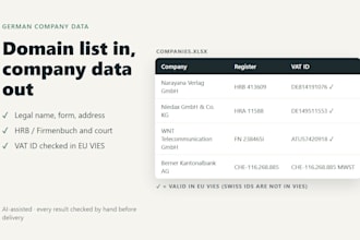 build a german company data list with vat id check from your domain list
