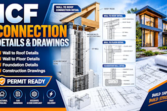 icf wall roof floor connection details and construction drawings