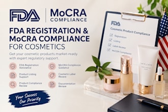 provide fda registration, mocra compliance, cosmetic label review