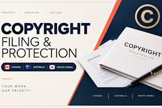 handle copyright registration filing, protection in canada australia south korea