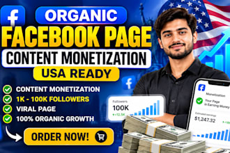 deliver facebook monetised top USA ready to earn page
