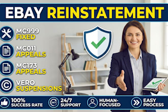 do ebay reinstatement, fix mc999, m011, mc173, vero supsension and appeal