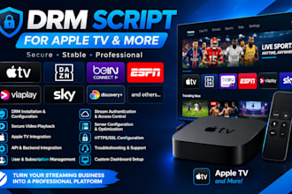 create drm script for apple tv, dazn, bein connect, espn, via play and others
