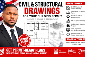 do illinois california nc florida civil structural engineer drawings for permit