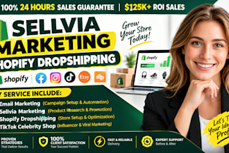 do shopify marketing, etsy sales, tiktok shop, sellvia marketing