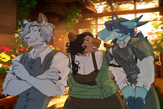 draw your furry character shaded with lineart
