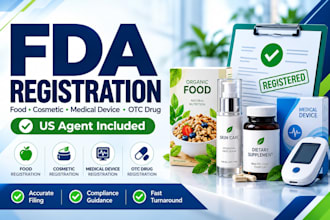 handle fda food facility, cosmetic, or device registration, fda us agent for you