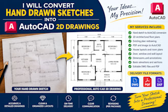 convert hand drawn sketches into autocad 2d drawings