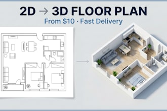 convert your 2d floor plan to a 3d floor plan render