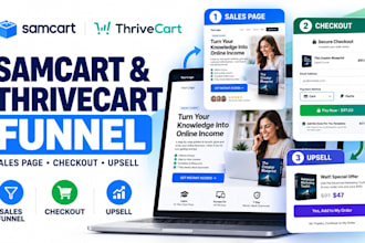samcart thrivecart funnel samcart sales page checkout upsell funnel landing page