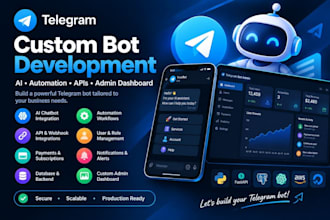 build telegram bot ai, automation, apis and admin dashboard