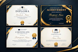 design custom diploma certificate, degree or award, university transcript or ged