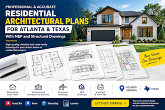 draw atlanta and texas architectural plans with mep and structural drawings