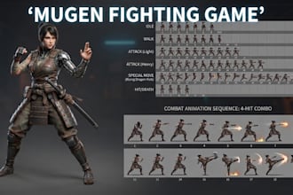 mugen 3d fighting game character, unity 2d, pvp street fighter, sprite animation
