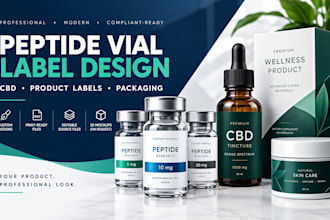 design peptide vial labels, cbd labels and product packaging