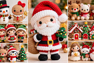 create custom christmas amigurumi crochet plush patterns PDF for your etsy shop
