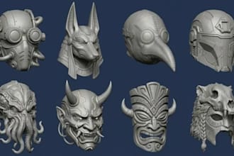 sculpt custom 3d mask, helmet and cosplay armor as stl files for 3d printing