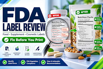 review your fda label for food, supplement and cosmetic compliance