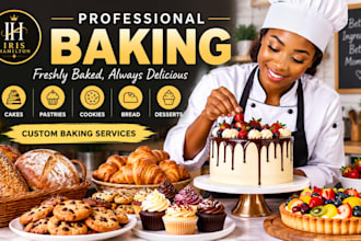 be your professional baker for cakes, pastries, cookies, bread and desserts