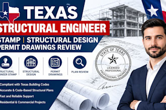 provide texas structural engineer stamp structural design permit drawings review