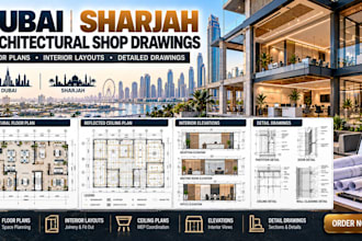 create dubai sharjah architectural shop drawings floor plans