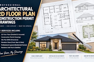 create architectural 2d floor plan construction permit drawing house plans
