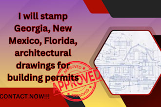 stamp georgia, new mexico, florida, architectural drawings for building permits