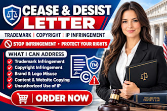 draft a trade mark or copyright cease and desist letter