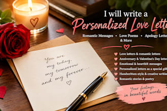 romantic love letter or personalized letter as a special gift
