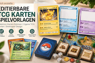 design editable german tcg card game template, frame for pokemon card board game