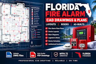 draft florida fire alarm plans and cad drawings