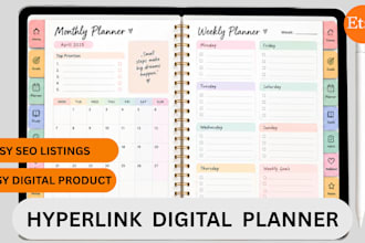 designetsy hyperlinked digital planner etsy store setup digital product etsy seo