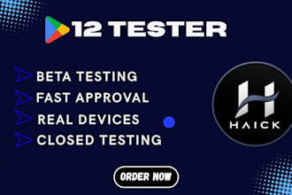 provide app testing, 12 testers, google play console and ios testing