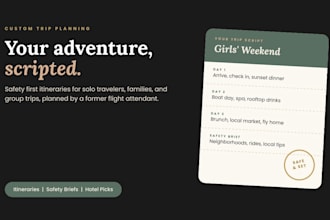 script a safe, custom travel itinerary for your next trip