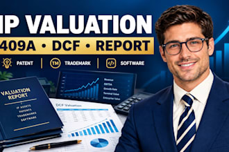 prepare IP valuation report for patents trademarks software 409a dcf plan