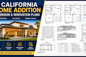 create california home addition, extension and tenant renovation plans