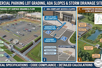 do commercial parking lot grading, ada slopes and storm drainage site plan
