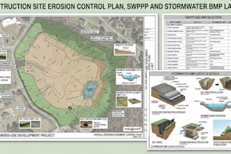 create erosion control plan, swppp and stormwater bmp layout for construction