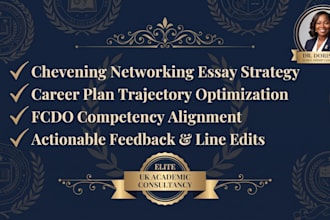 optimize chevening networking, career plan, and leadership essays