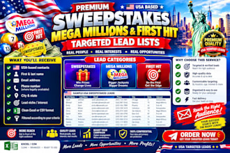 give premium first hit leads USA elderly leads, sweeps leads, mega million leads