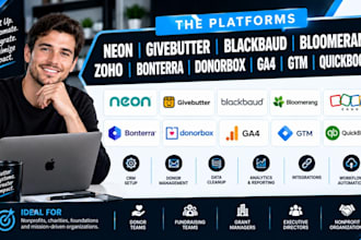 neon crm givebutter blackbaud bloomerang zoho bonterra donorbox ga4 gtm quickboo